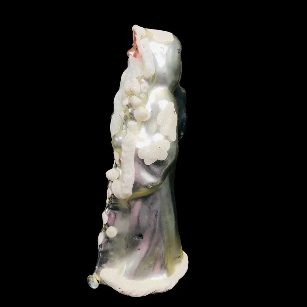 Mercury Glass Santa Christmas Statue Figure Snow Glitter‎ Old World 12” READ